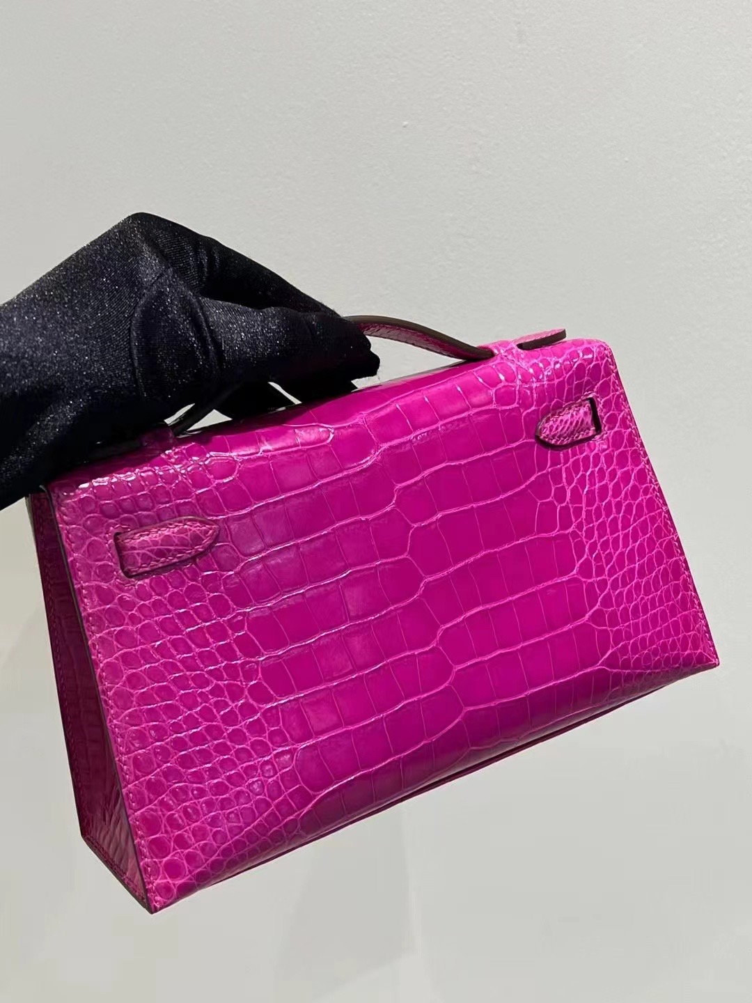 HM MiniKL Pochette 22cm J5 Rose Sheheraradez 亮面美洲鳄鱼