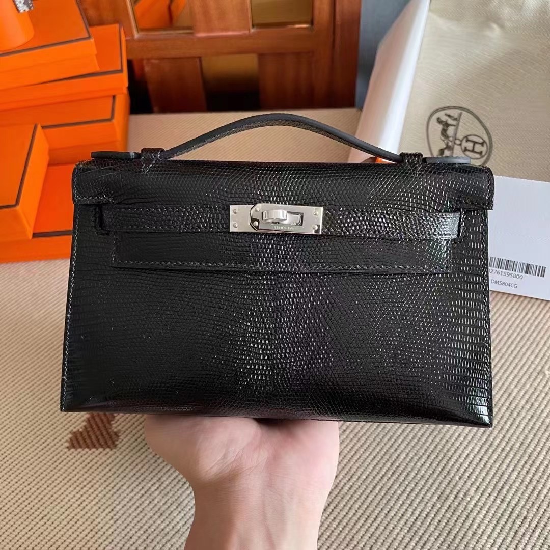 Kuwait HM KL Pochette Lizard 89 Noir Phw