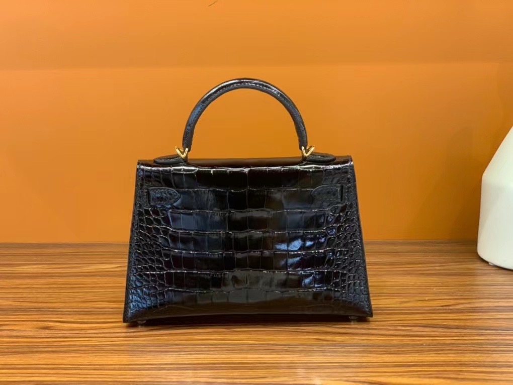 VIP一级品 Mini kl19cm 美洲鳄Alligator   CK89 Noir 黑色/金扣  手工缝制 臻品鉴赏