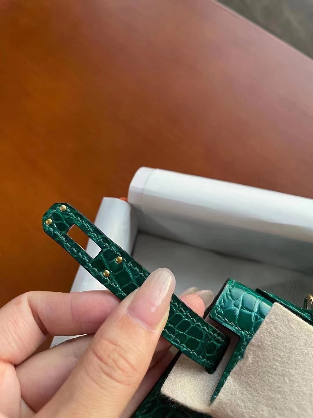 Hermès KL Mini II Sellier 6Q Very Emerald Alligator Crocodile Gold Hardware
