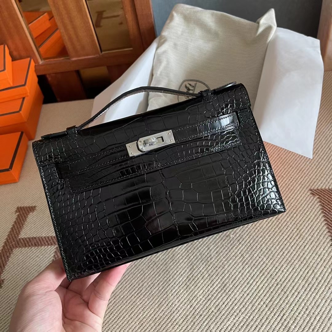 HM kl pochette crocodile alligator 89 noir