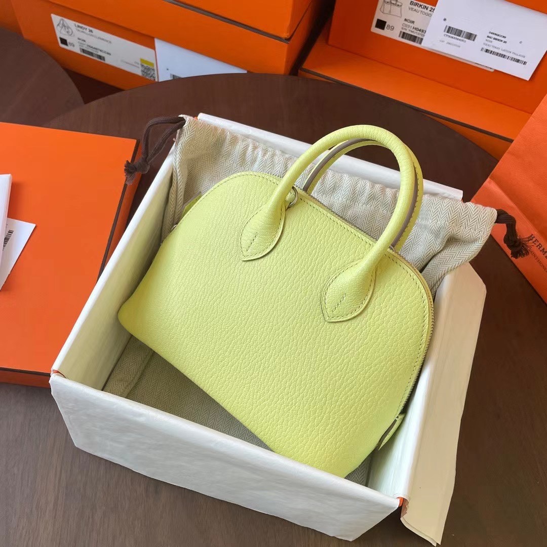 Bolide Mini 18cm Chevre山羊皮 R9 Jaune Bourgeon 嫩芽黄 银扣