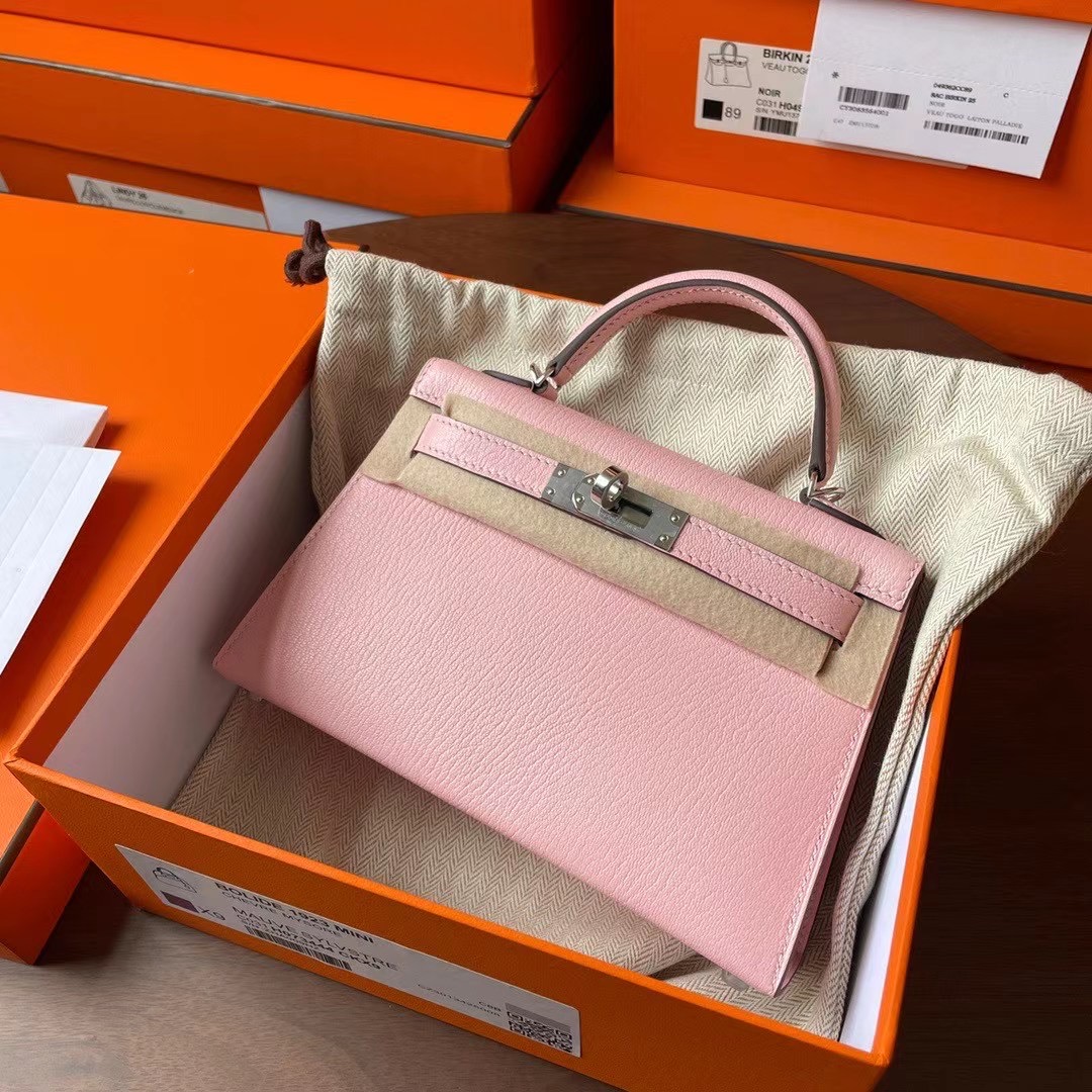 KL Mini 二代 Chèvre 山羊皮 3Q rose sakura 樱花粉 银扣