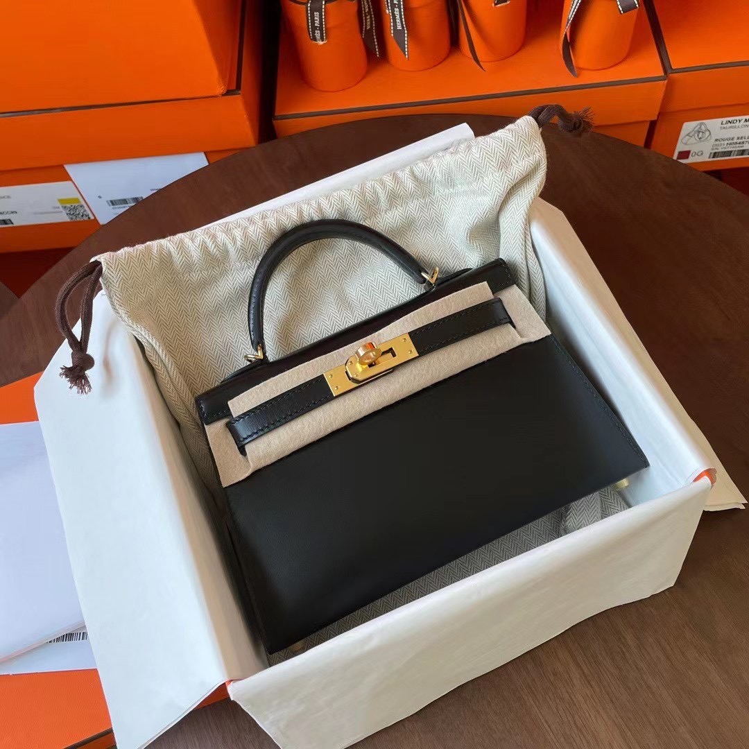 KL Mini 二代 Box皮 89 Noir 黑色 金扣