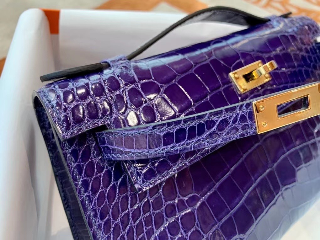 VIP一级品 kl一代 美洲鳄 73 Bleu Saphir 宝石蓝/金扣 手工缝制