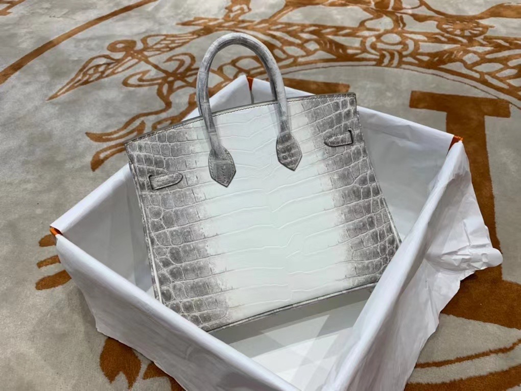 VIP一级品 BK 25cm 01喜马拉雅白  himalaya 雾面尼罗鳄鱼 两点 银扣  还自带气孔 可遇不可求 [得意]