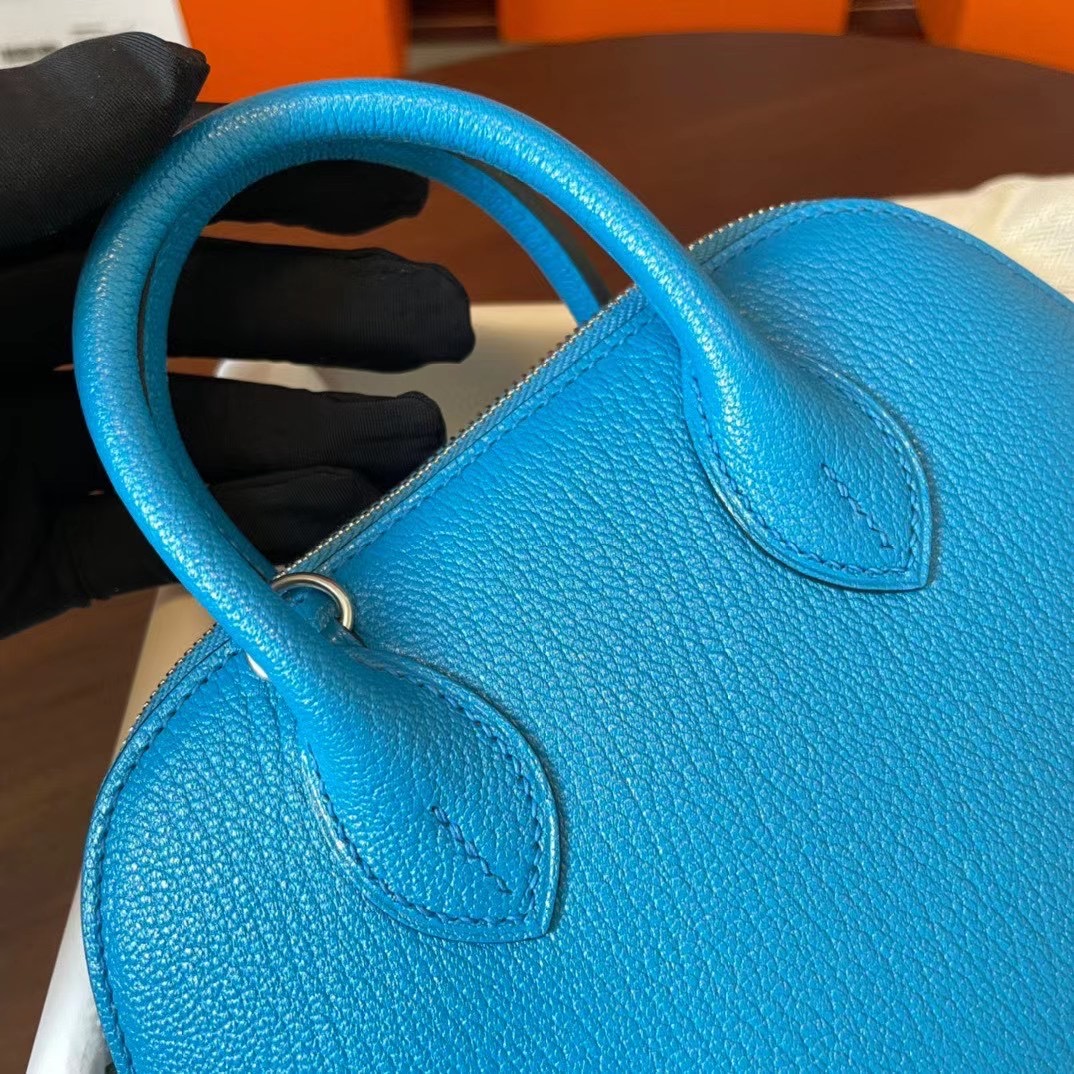 Mini Bolide 18cm 山羊皮 0F Bleu Frida弗罗里达蓝 银扣