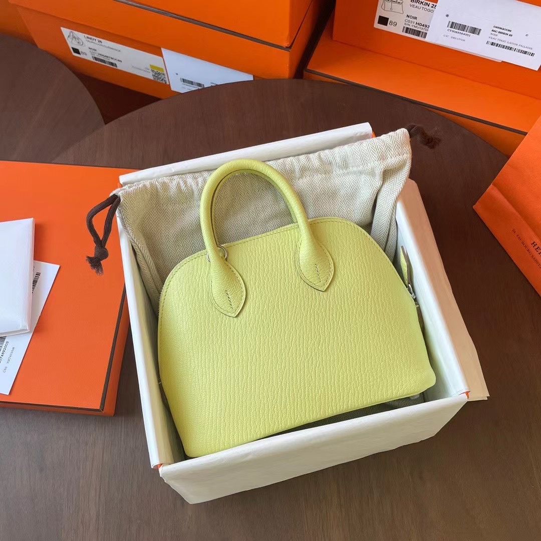 Bolide Mini 18cm Chevre山羊皮 R9 Jaune Bourgeon 嫩芽黄 银扣