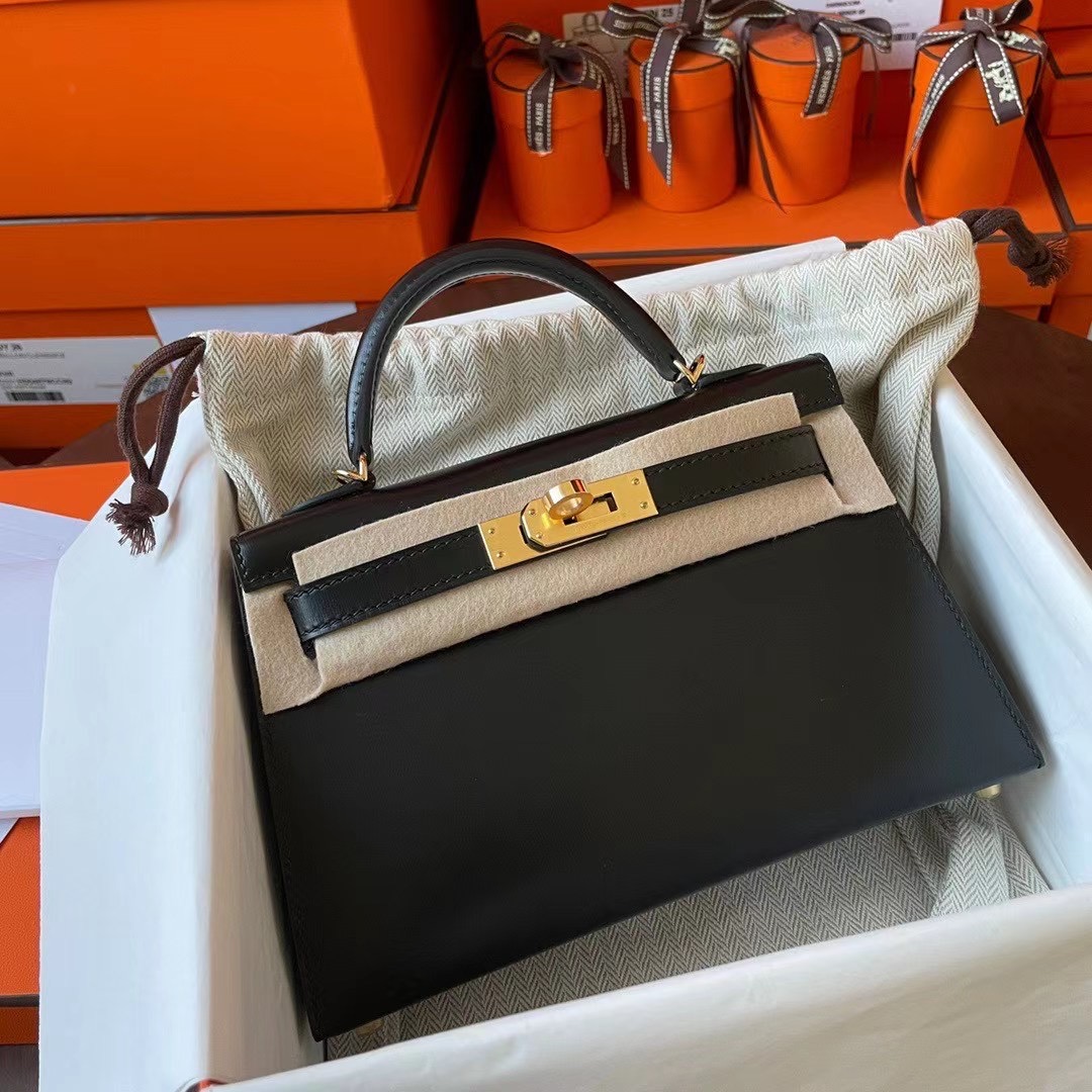 KL Mini 二代 Box皮 89 Noir 黑色 金扣
