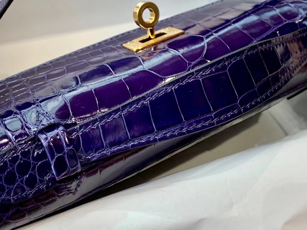 VIP一级品 kl一代 美洲鳄 73 Bleu Saphir 宝石蓝/金扣 手工缝制