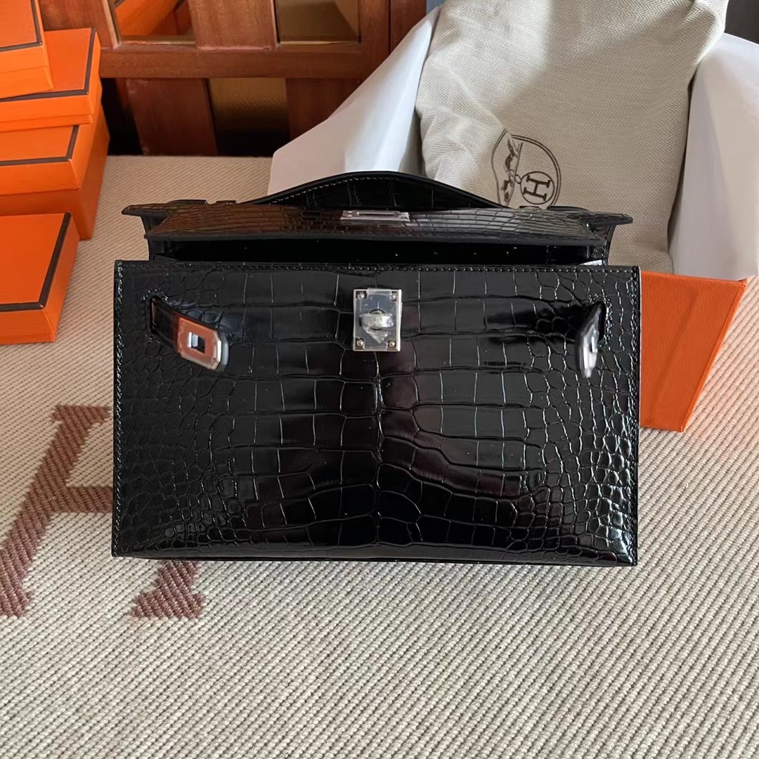 HM kl pochette crocodile alligator 89 noir