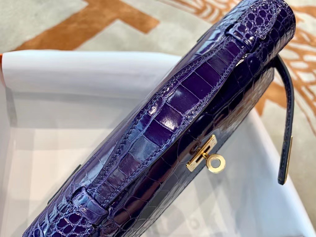 VIP一级品 kl一代 美洲鳄 73 Bleu Saphir 宝石蓝/金扣 手工缝制