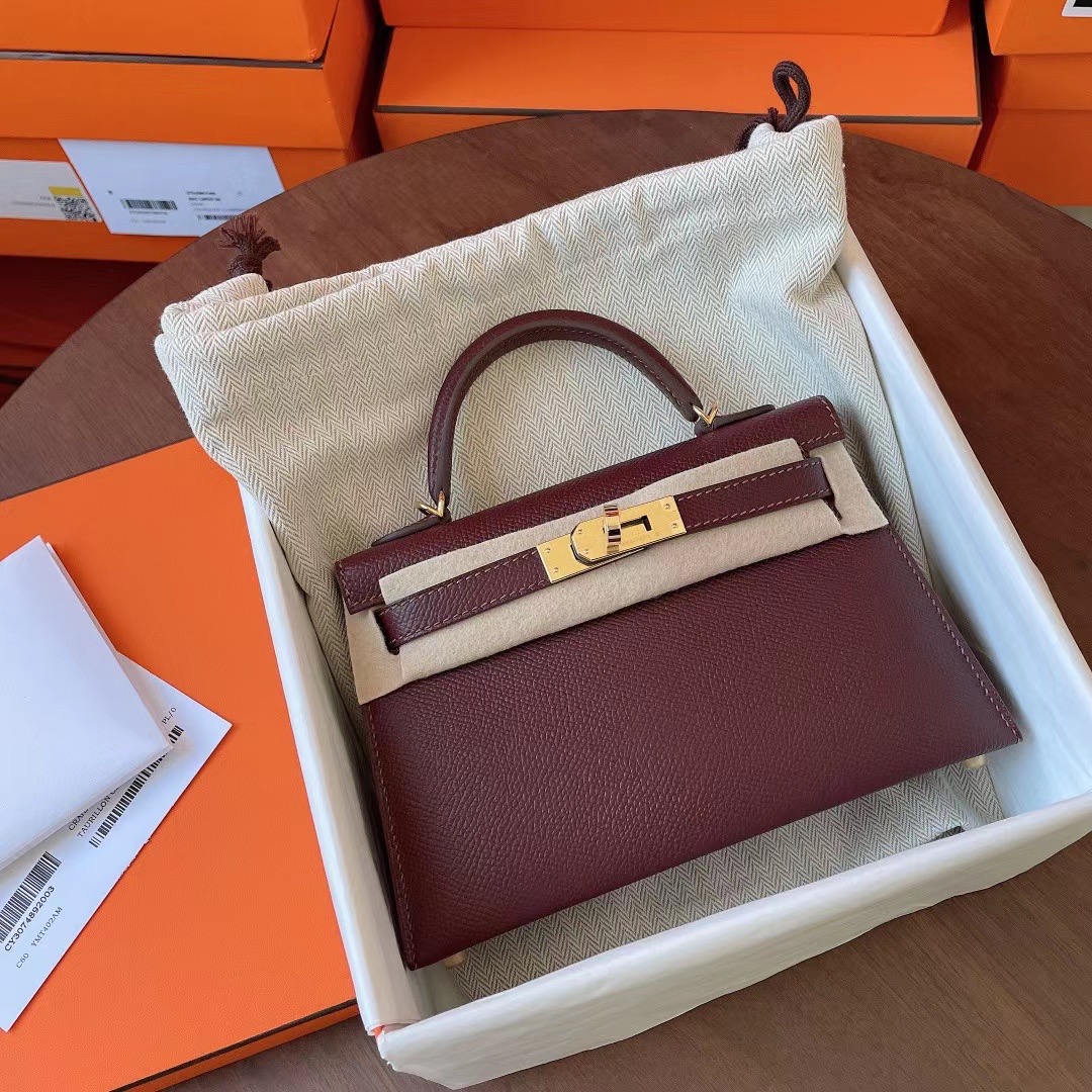 KL Mini 二代 Epsom皮 57 Bordeaux 酒红色 金扣