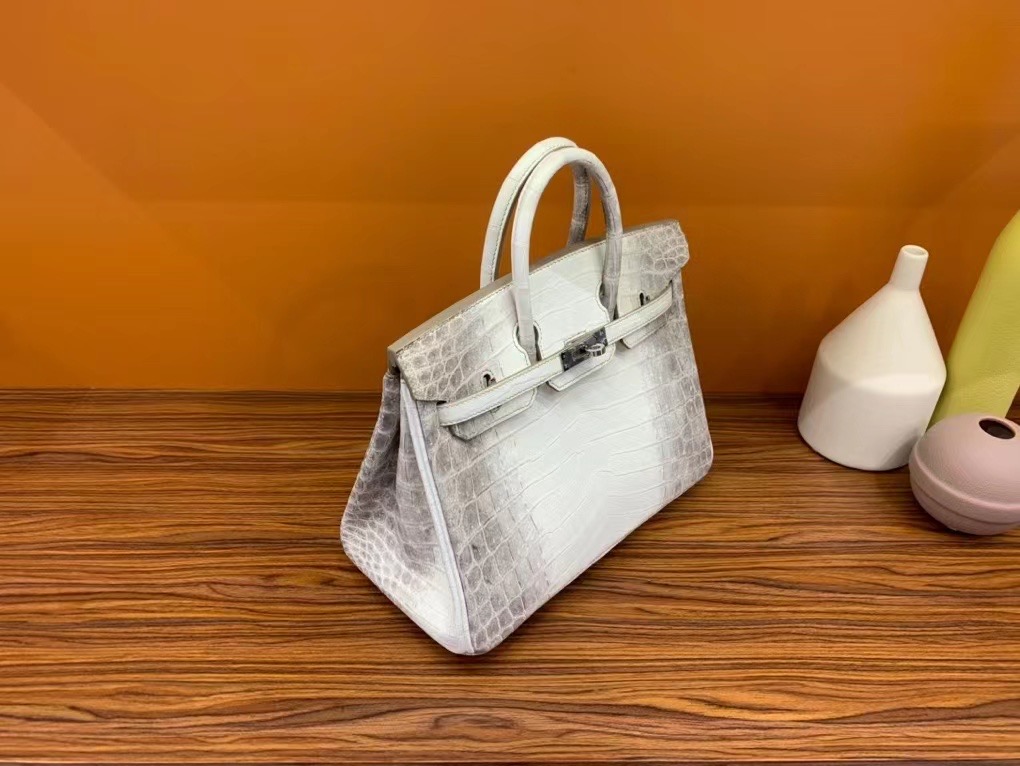 VIP一级品 BK 25cm 01喜马拉雅白  himalaya 雾面尼罗鳄鱼 两点 银扣  还自带气孔 可遇不可求 [得意]