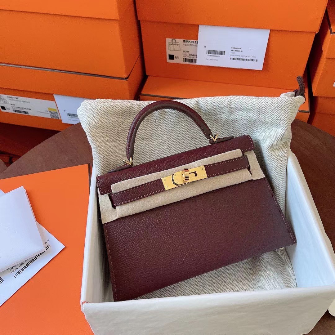 KL Mini 二代 Epsom皮 57 Bordeaux 酒红色 金扣