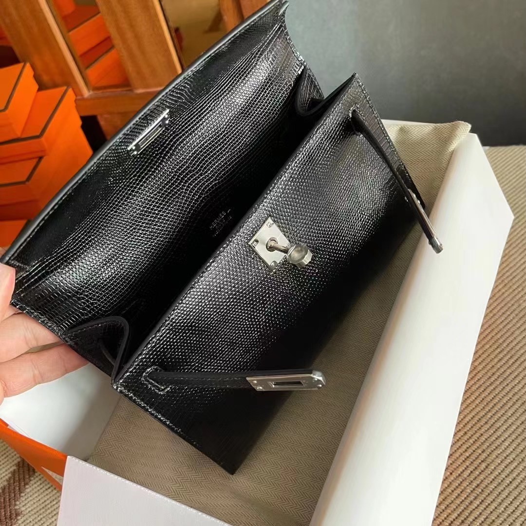Kuwait HM KL Pochette Lizard 89 Noir Phw