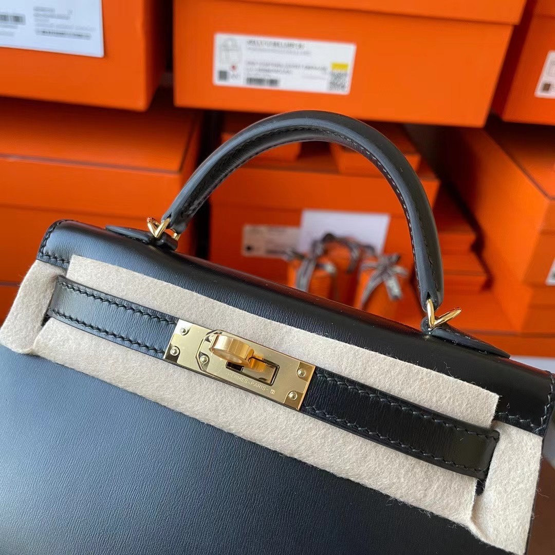 KL Mini 二代 Box皮 89 Noir 黑色 金扣