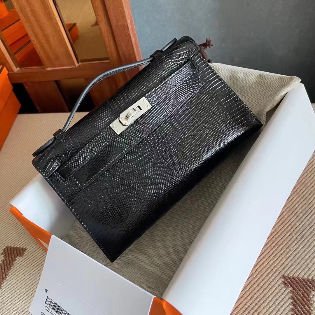 Kuwait HM KL Pochette Lizard 89 Noir Phw
