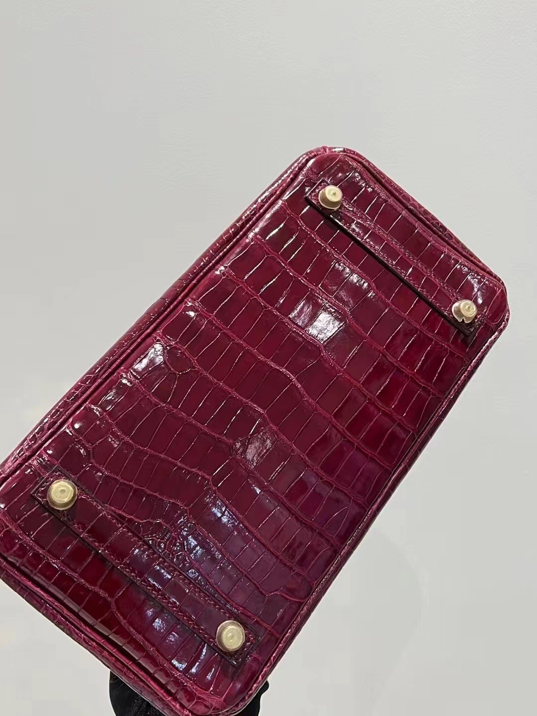 HM BK 30cm 57 Bordeaux 波尔多酒红 Shiny porosus crocodile