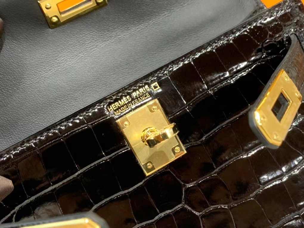VIP一级品 Mini kl19cm 美洲鳄Alligator   CK89 Noir 黑色/金扣  手工缝制 臻品鉴赏