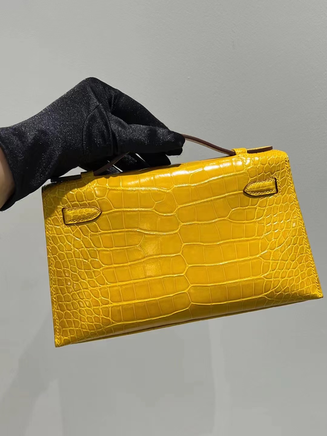 HM MiniKL Pochette 9D Amber Shiny alligator crocodile