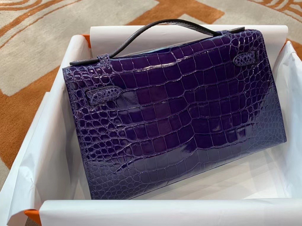 VIP一级品 kl一代 美洲鳄 73 Bleu Saphir 宝石蓝/金扣 手工缝制
