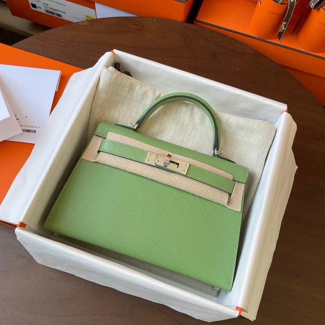 KL Mini 二代 Epsom皮 3I Vert criquet 牛油果绿 银扣