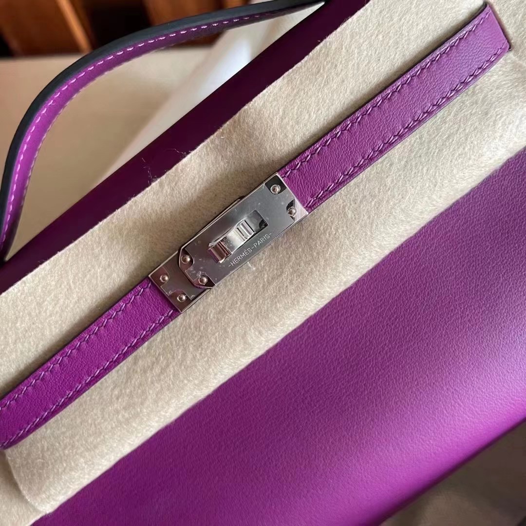 HM KL pochette swift P9 Anemone 海葵紫 银