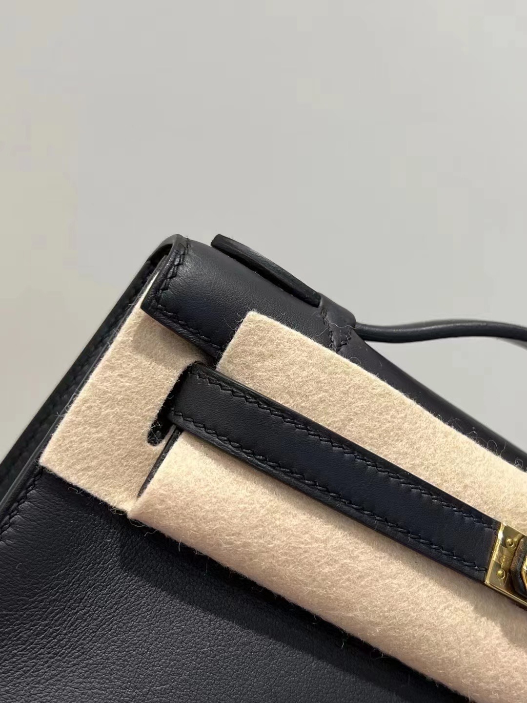HM MiniKL Pochette 22cm Swift calfskin牛皮 CK89黑色 金扣