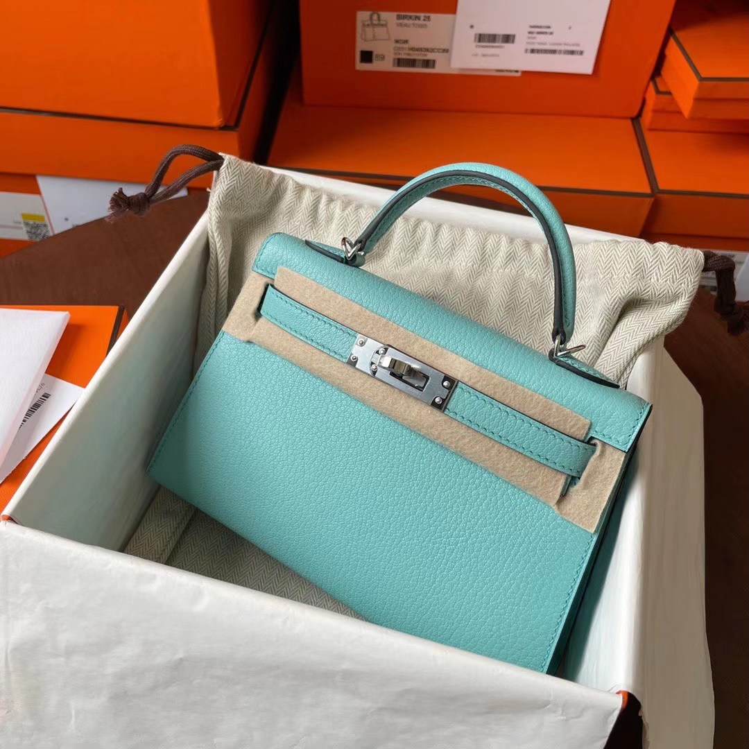 KL Mini 二代 Chèvre山羊皮 3P blue atoll 马卡龙蓝 银扣