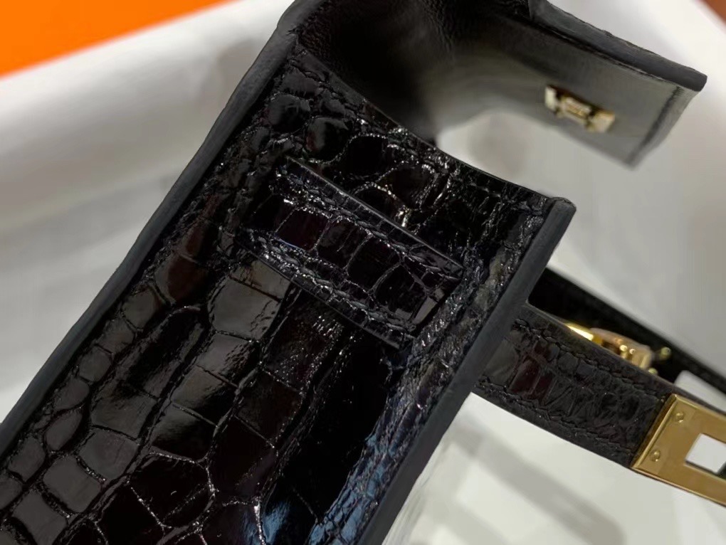 VIP一级品 Mini kl19cm 美洲鳄Alligator   CK89 Noir 黑色/金扣  手工缝制 臻品鉴赏