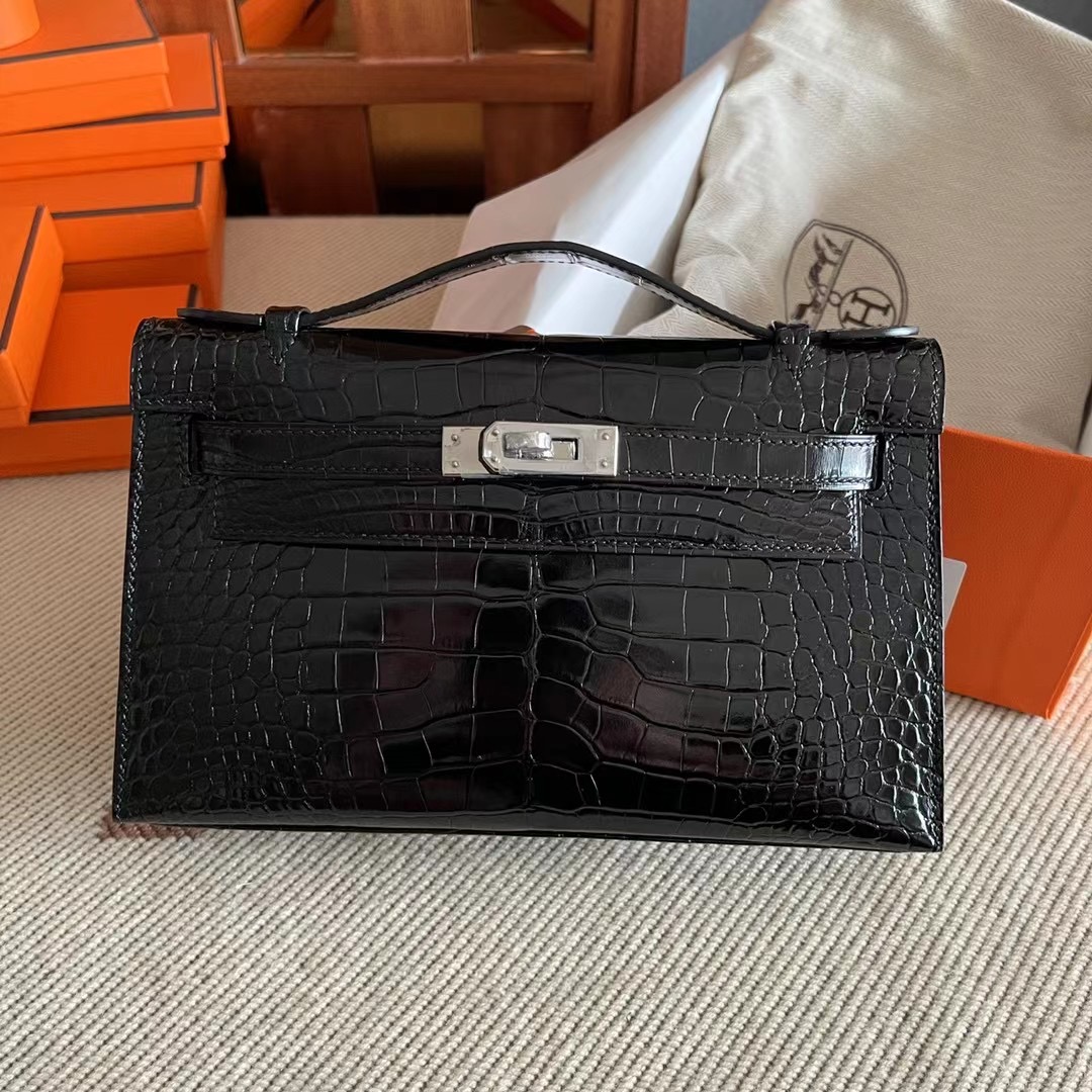 HM kl pochette crocodile alligator 89 noir