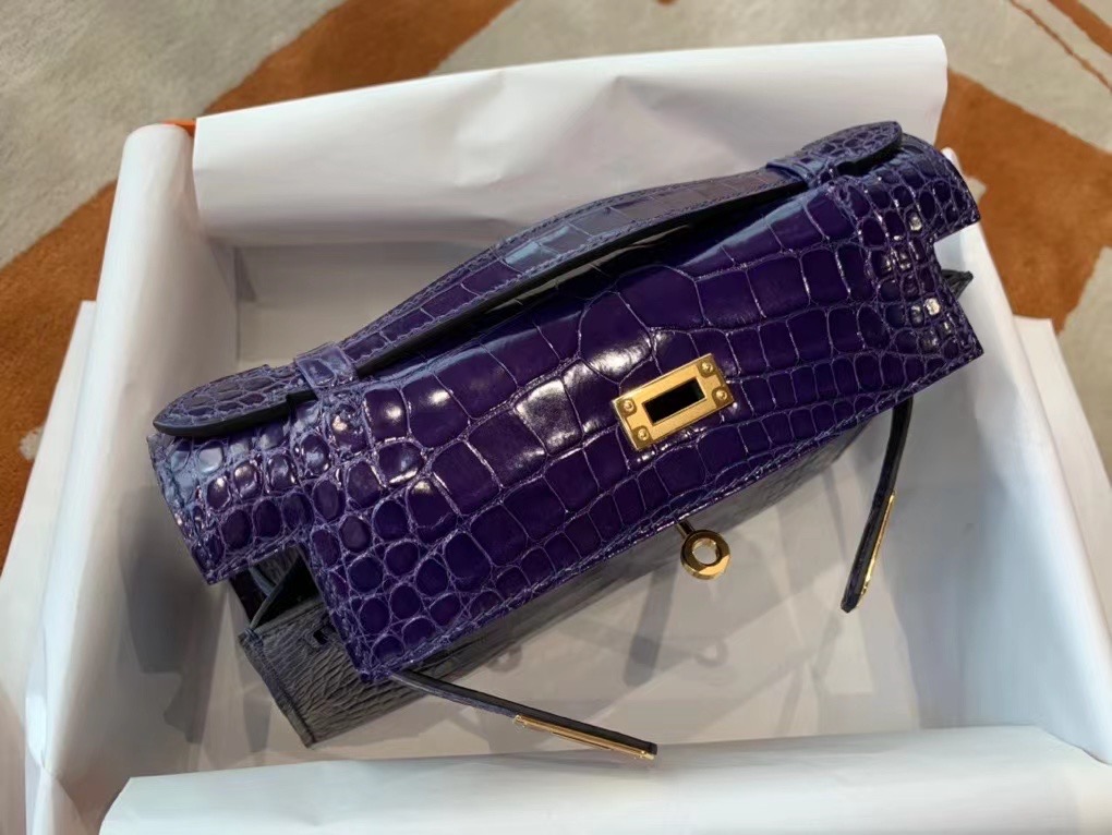 VIP一级品 kl一代 美洲鳄 73 Bleu Saphir 宝石蓝/金扣 手工缝制