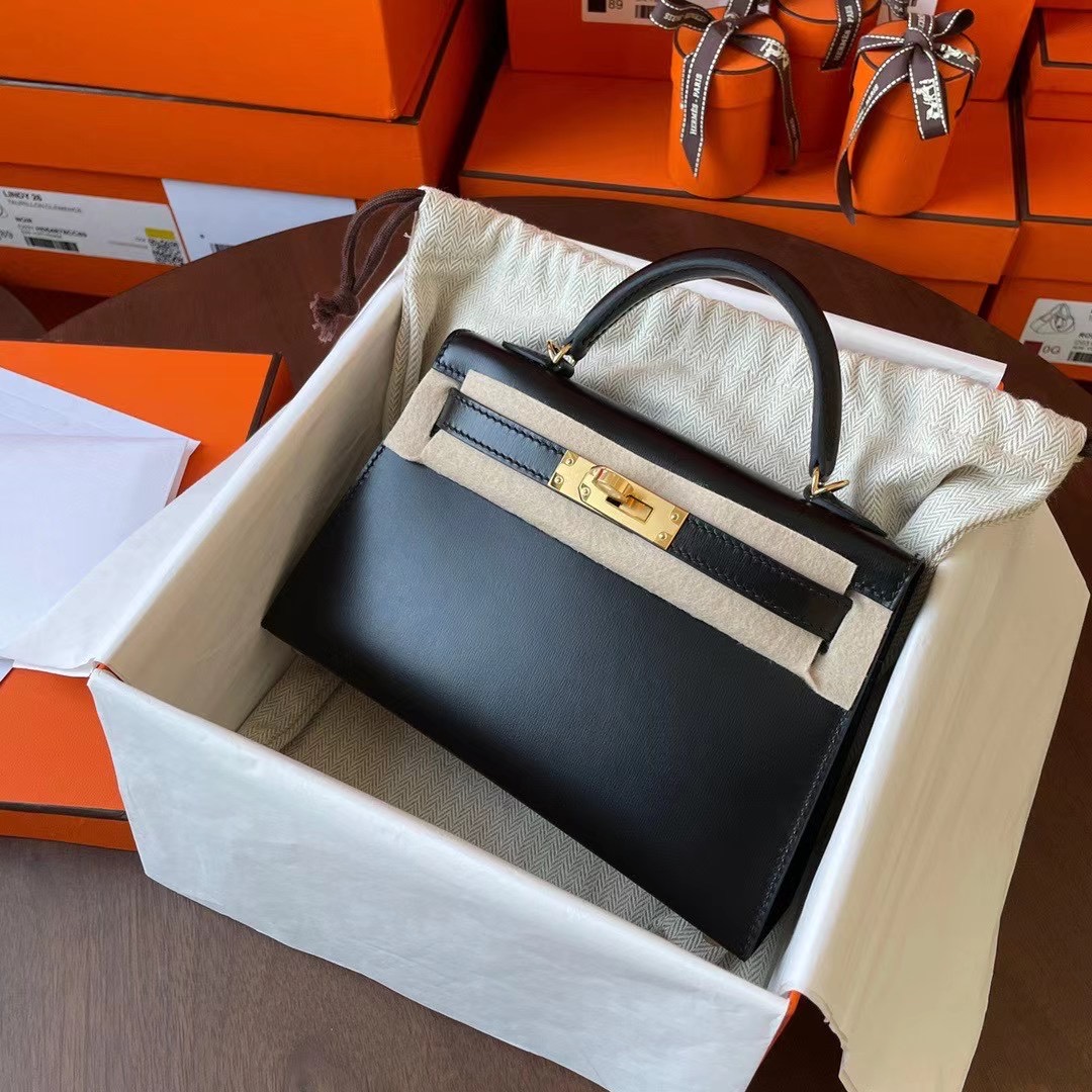 KL Mini 二代 Box皮 89 Noir 黑色 金扣