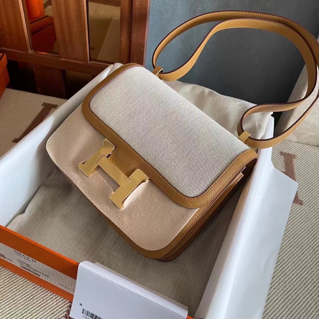 constance  24 帆布拼epsom  2S芝麻黄  金