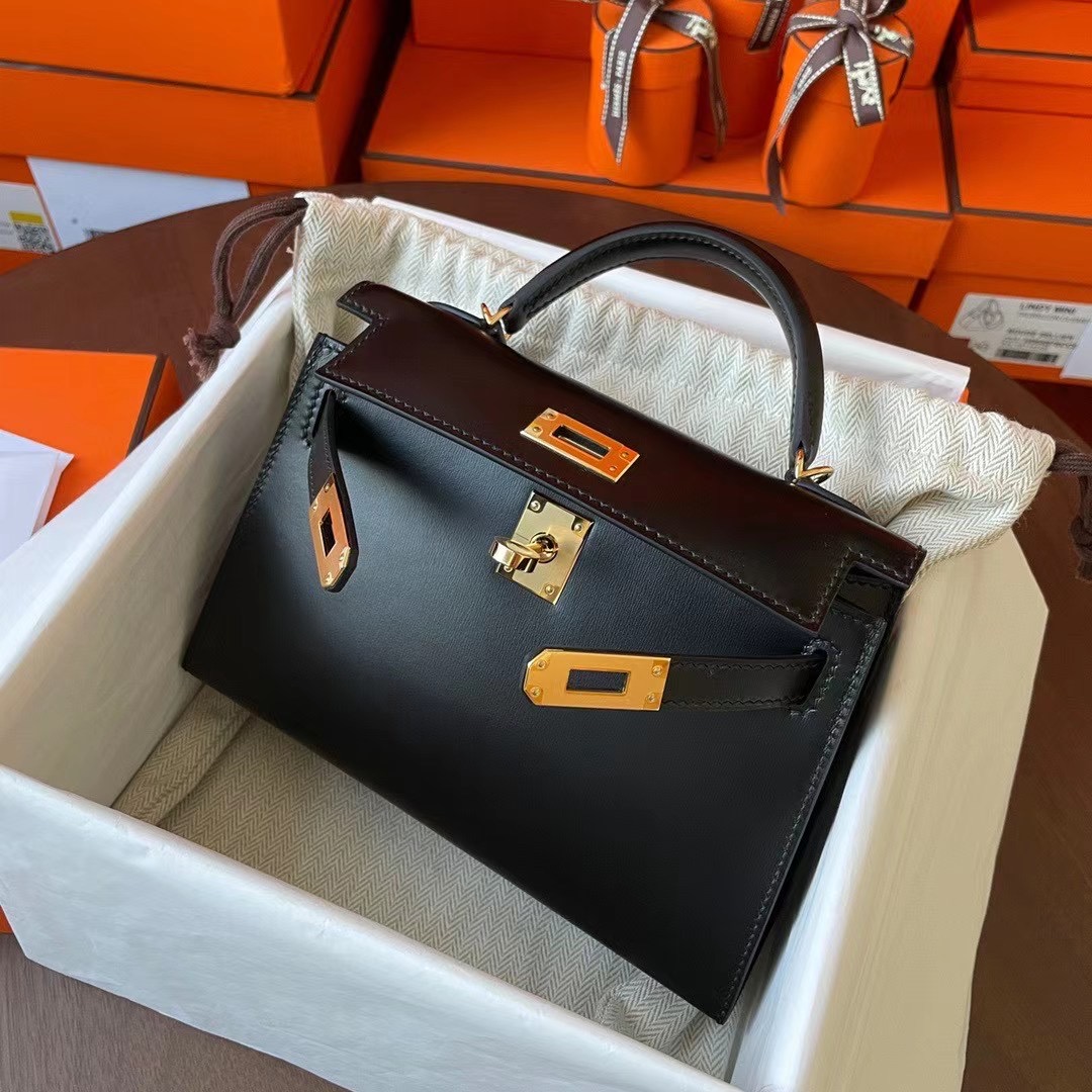 KL Mini 二代 Box皮 89 Noir 黑色 金扣