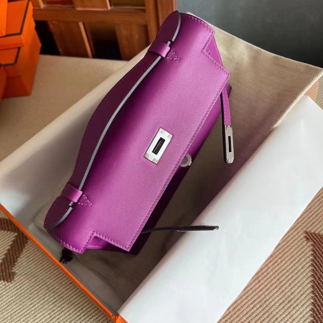 HM KL pochette swift P9 Anemone 海葵紫 银