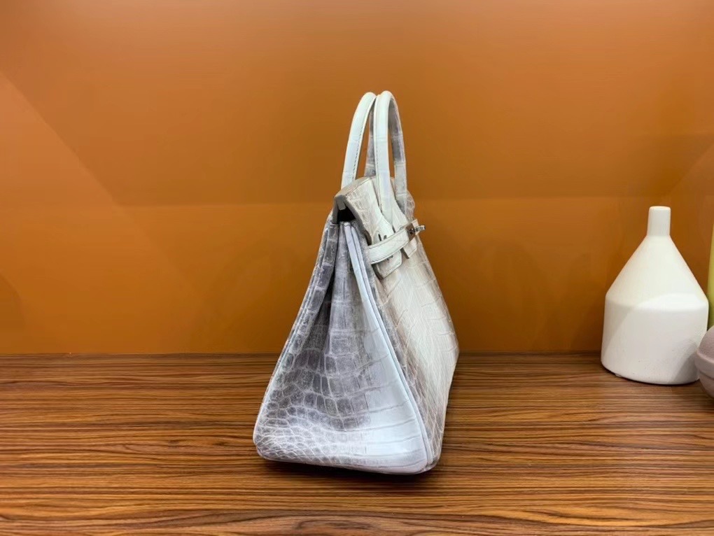 VIP一级品 BK 25cm 01喜马拉雅白  himalaya 雾面尼罗鳄鱼 两点 银扣  还自带气孔 可遇不可求 [得意]