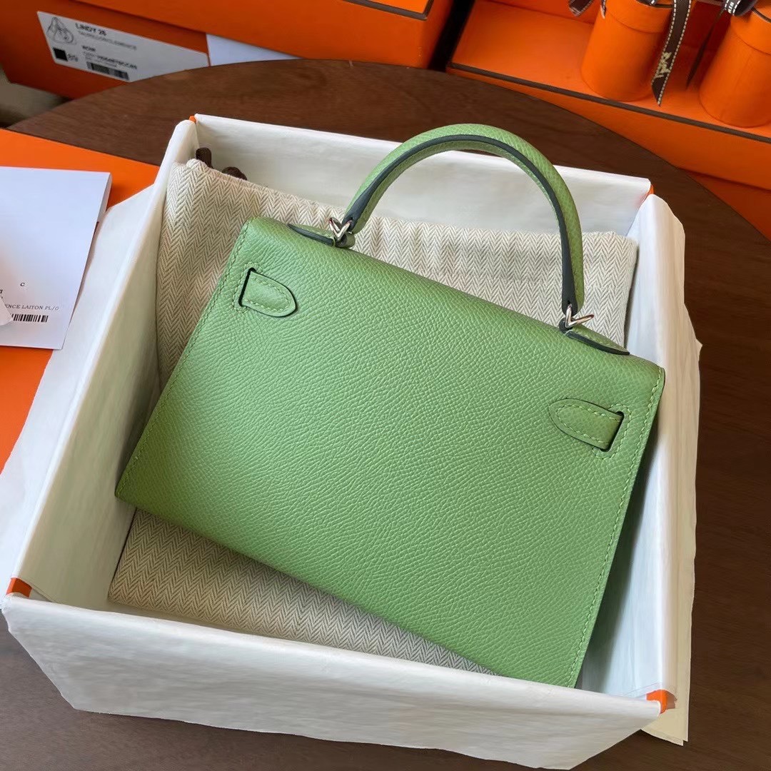 KL Mini 二代 Epsom皮 3I Vert criquet 牛油果绿 银扣