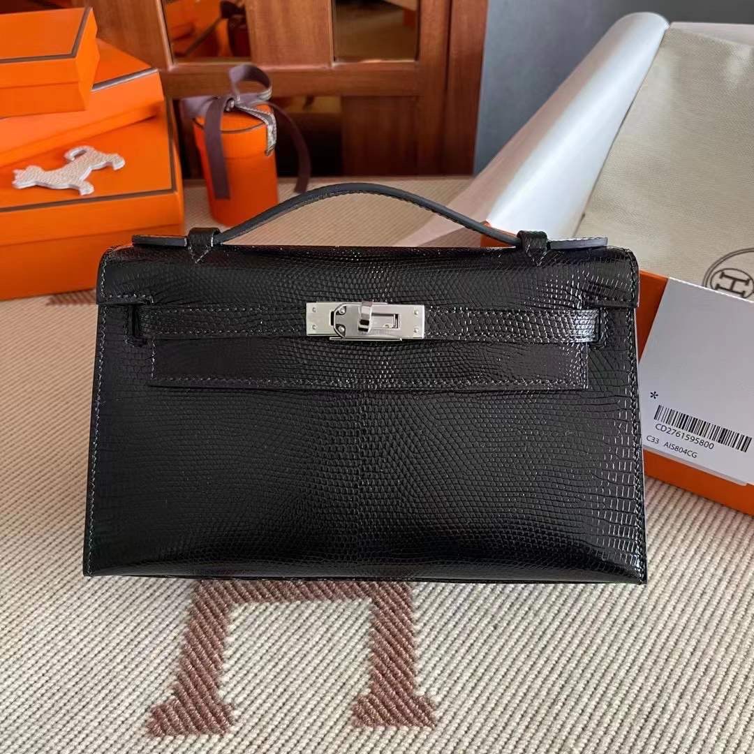Kuwait HM KL Pochette Lizard 89 Noir Phw