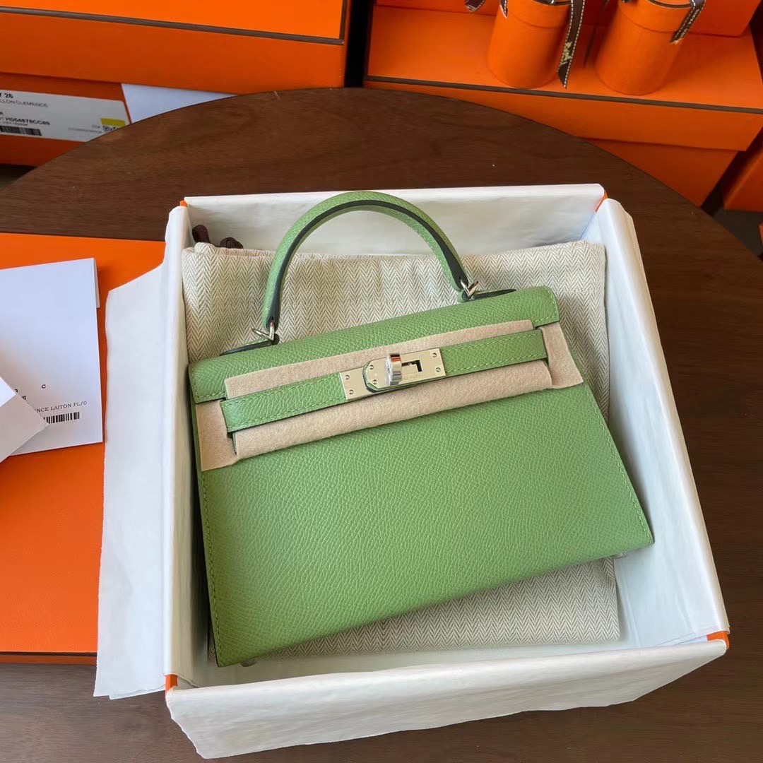 KL Mini 二代 Epsom皮 3I Vert criquet 牛油果绿 银扣