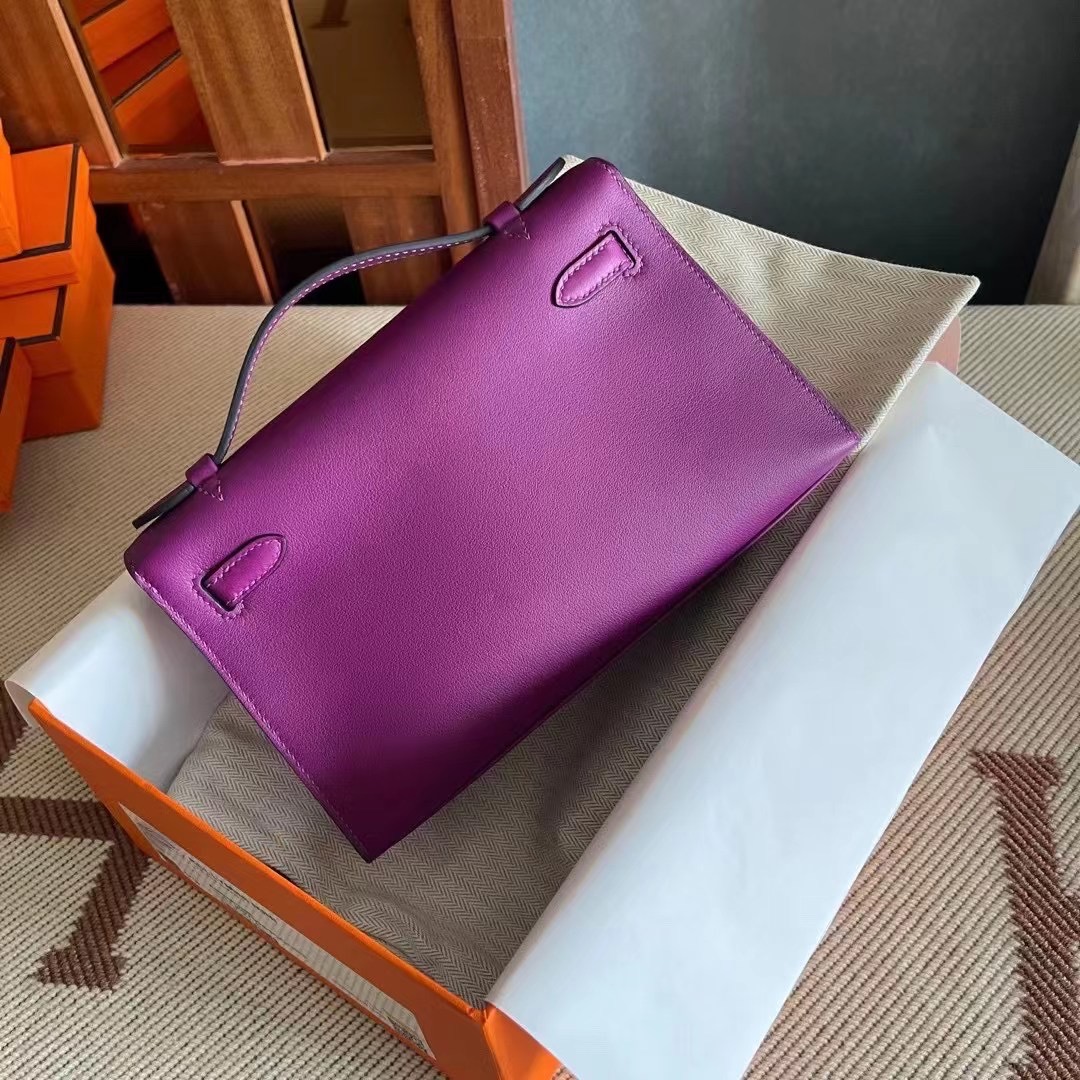 HM KL pochette swift P9 Anemone 海葵紫 银