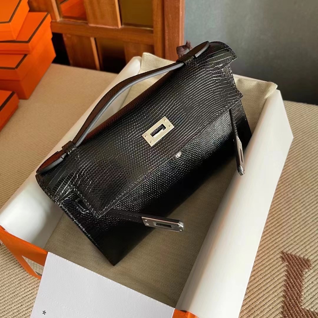 Kuwait HM KL Pochette Lizard 89 Noir Phw