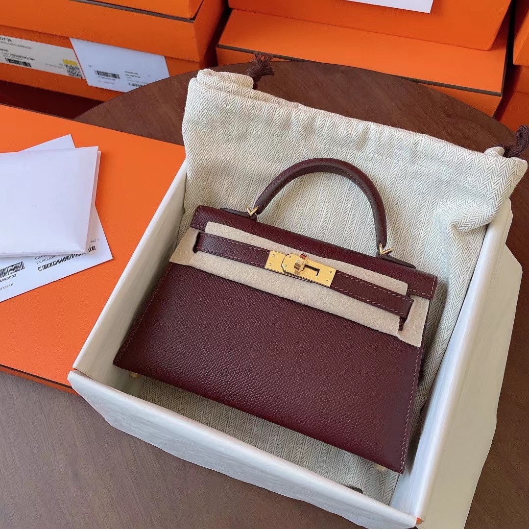 KL Mini 二代 Epsom皮 57 Bordeaux 酒红色 金扣