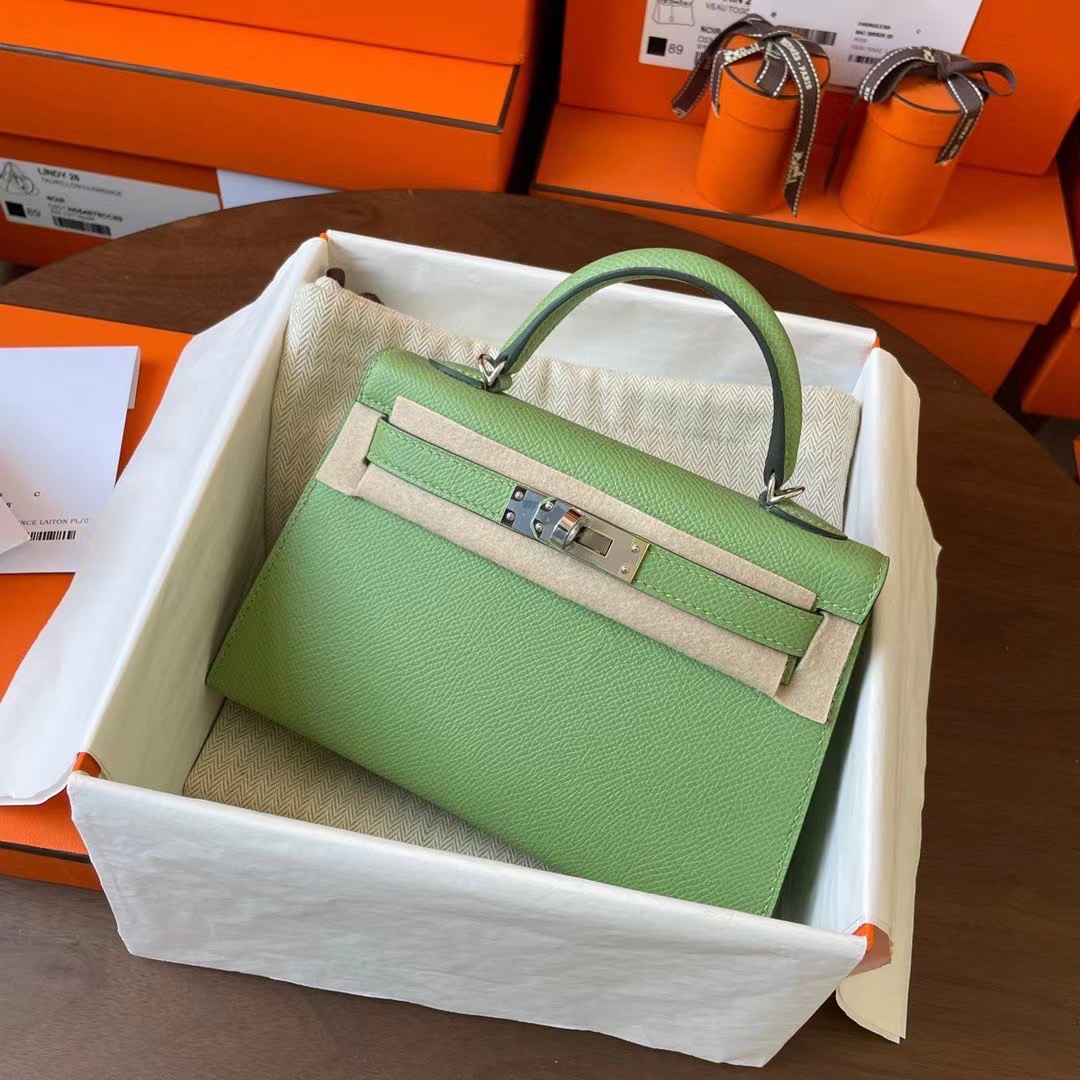 KL Mini 二代 Epsom皮 3I Vert criquet 牛油果绿 银扣