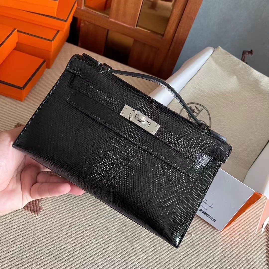 Kuwait HM KL Pochette Lizard 89 Noir Phw