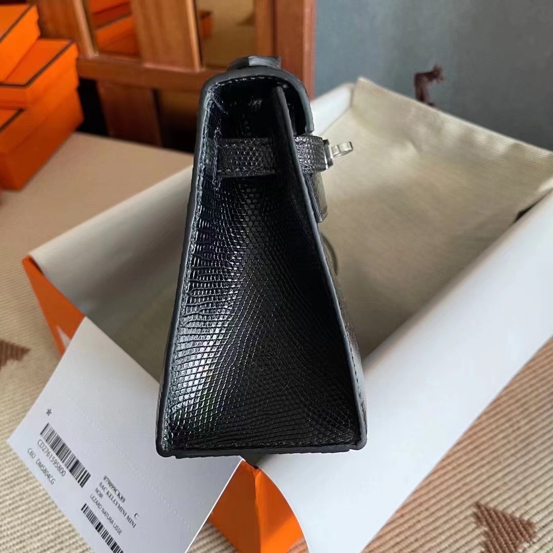 Kuwait HM KL Pochette Lizard 89 Noir Phw