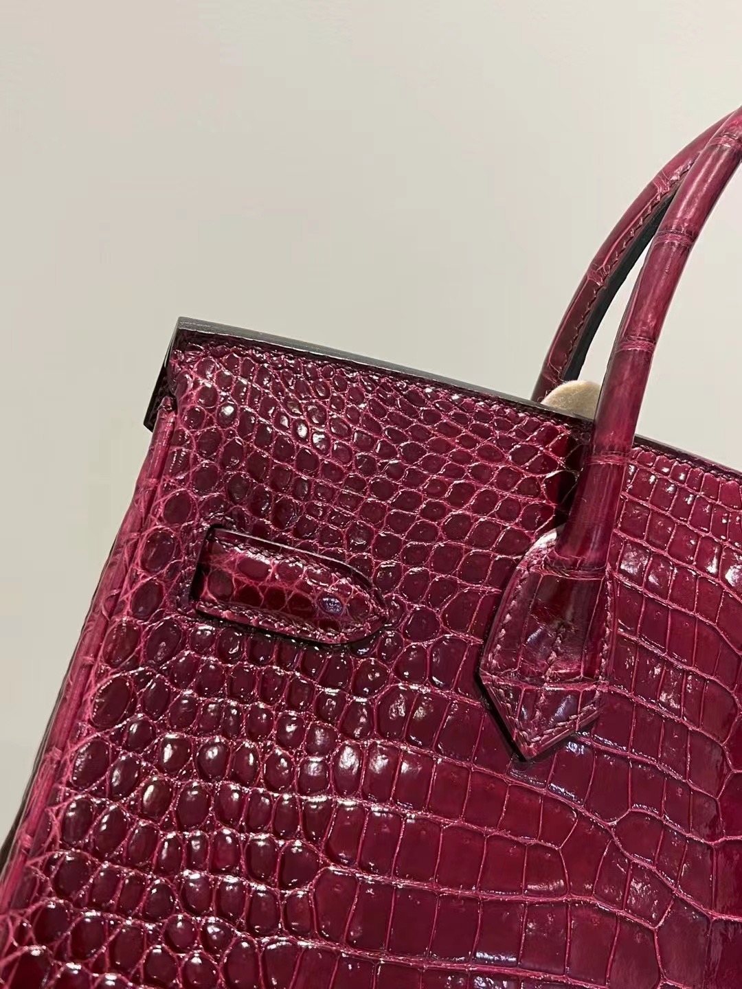 HM BK 30cm 57 Bordeaux 波尔多酒红 Shiny porosus crocodile