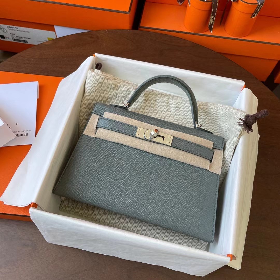 KL Mini 二代 Epsom皮 63 amande 杏绿 银扣