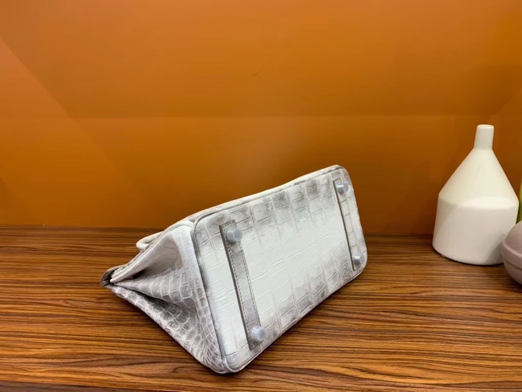 VIP一级品 BK 25cm 01喜马拉雅白  himalaya 雾面尼罗鳄鱼 两点 银扣  还自带气孔 可遇不可求 [得意]